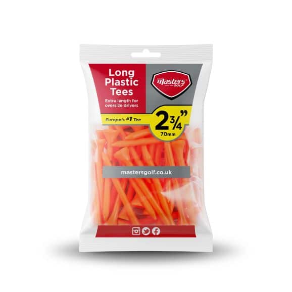 Masters Plastic Long Straight Golf Tees 2 3/4" - 70mm Bag 30 Orange