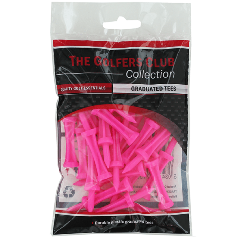 Brand Fusion Plastic Graduated Golf Tees 57mm Bag 25 Pink