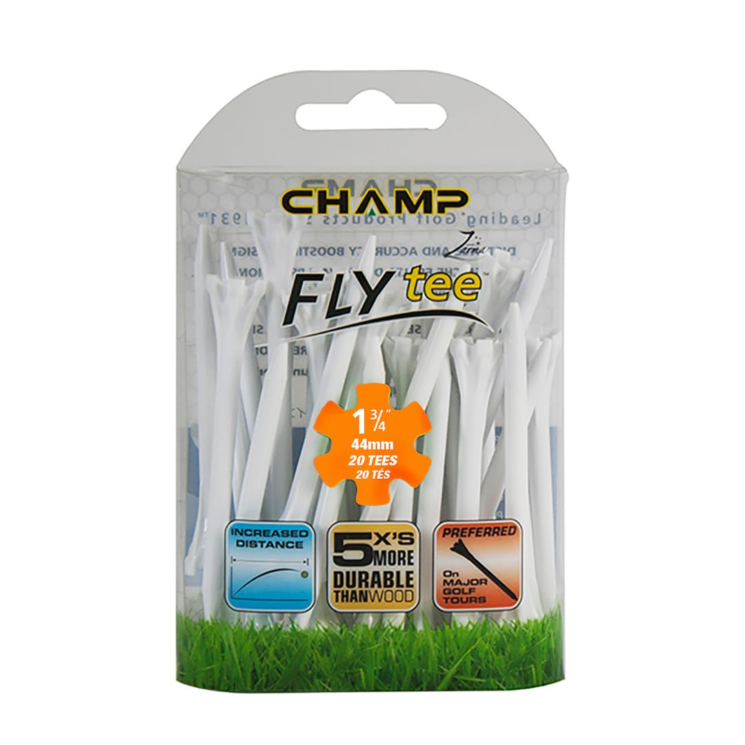 Champ Zarma Fly Biodegradable Plastic Golf Tees 1 3/4" 44mm Bag White