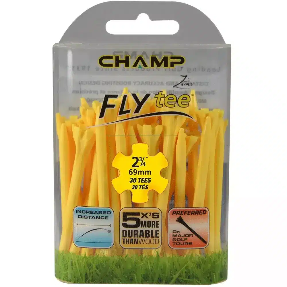 Champ Zarma Fly Biodegradable Plastic Golf Tees 2 3/4" 70mm Bag Yellow