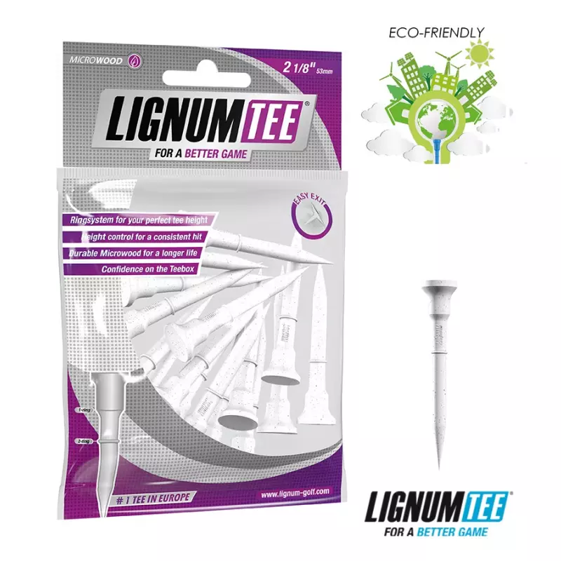 Lignum Composite Wooden Eco Friendly Golf Tees 2 1/2" - 53mm Bag White