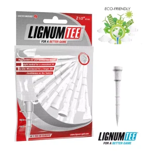 Lignum Composite Wooden Eco Friendly Golf Tees 2 1/8" - 62mm Bag White