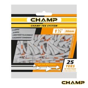 Champ Tee System Bamboo Straight Golf Tees 1 1/2" - 38mm Bag 25 White