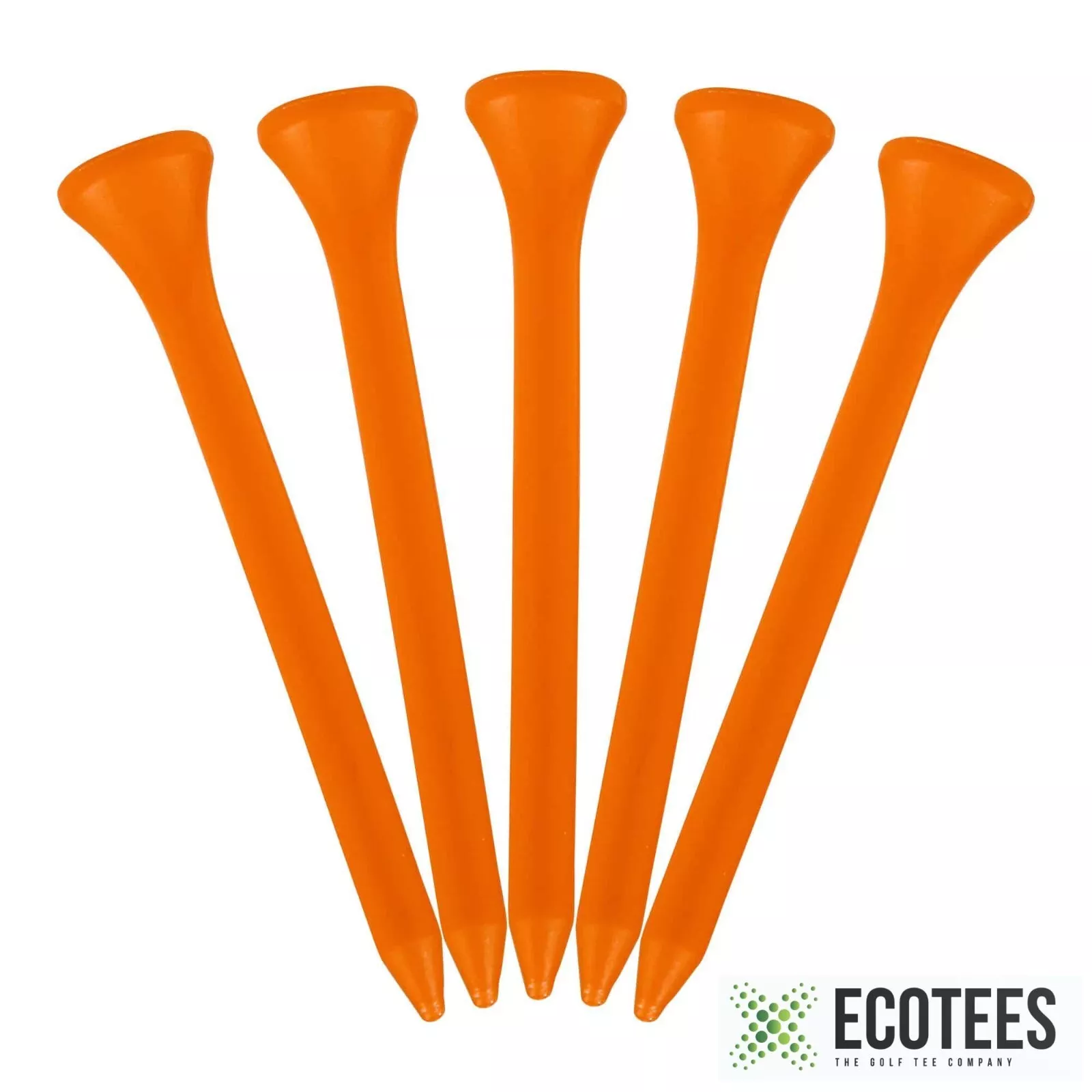 ECOTEES® Plastic Long Straight Golf Tees 2 3/4" - 70mm Bag 30 Orange