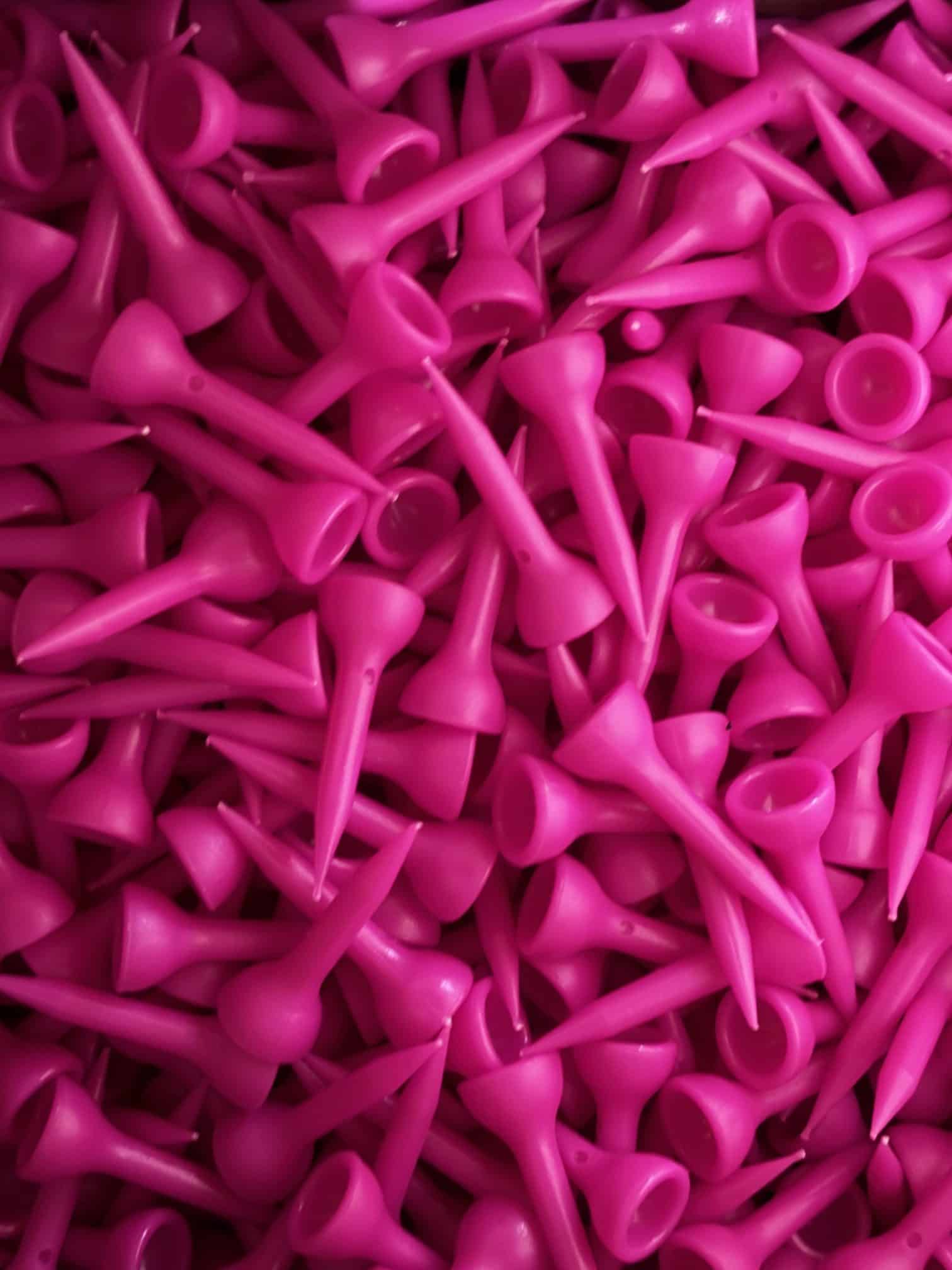 ECOTEES® Plastic Short Straight Golf Tees 32mm Bag 100 Pink