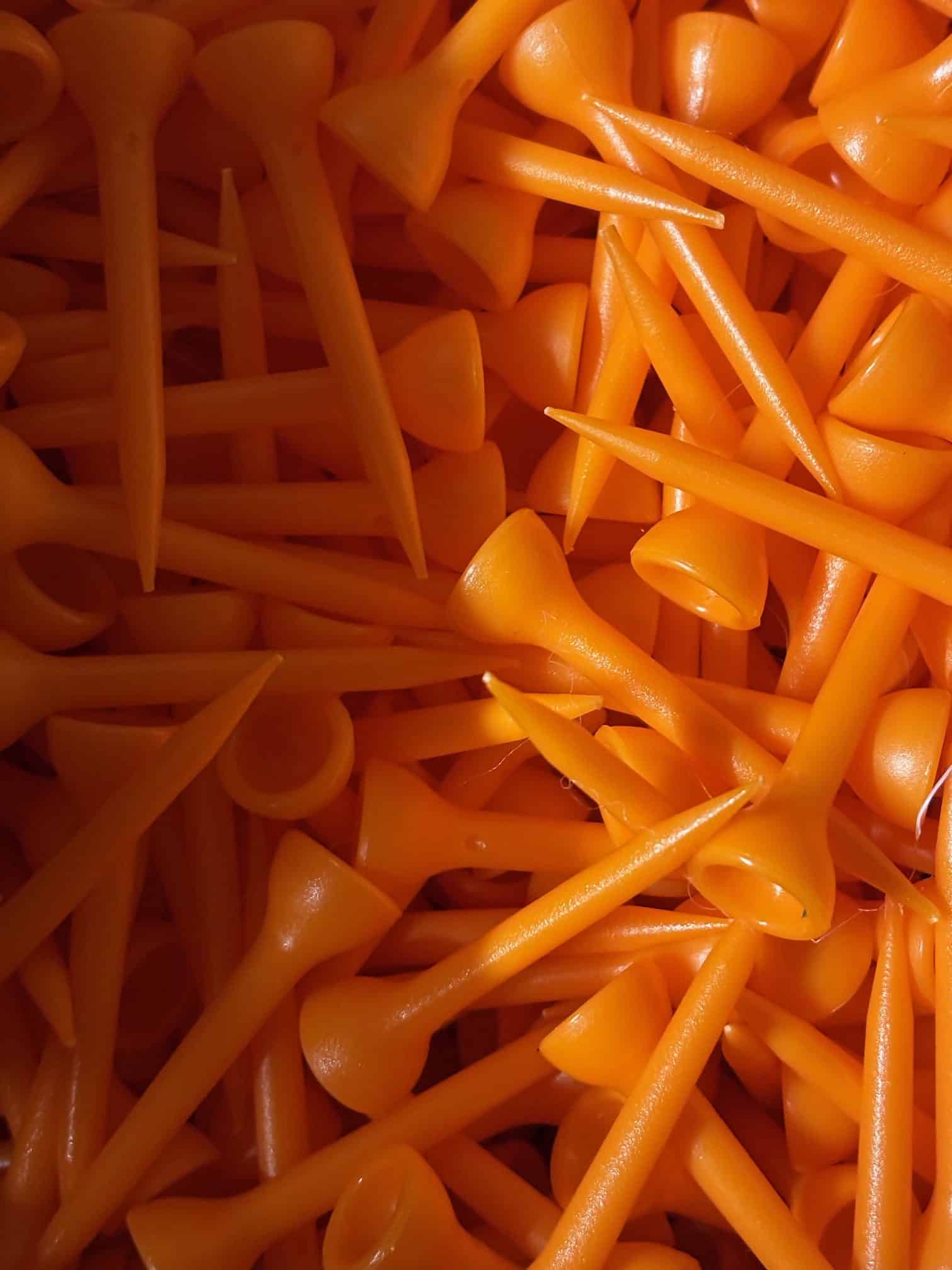 ECOTEES® Plastic Short Straight Golf Tees 32mm Bag 100 Orange