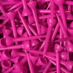 ECOTEES® Plastic Medium Straight Golf Tees 50mm Bag 100 Pink