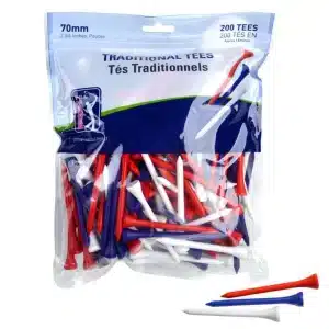 PGA Tour Golf Wooden Straight Tees 70mm 2 3/4" Mixed Colour Bag 200