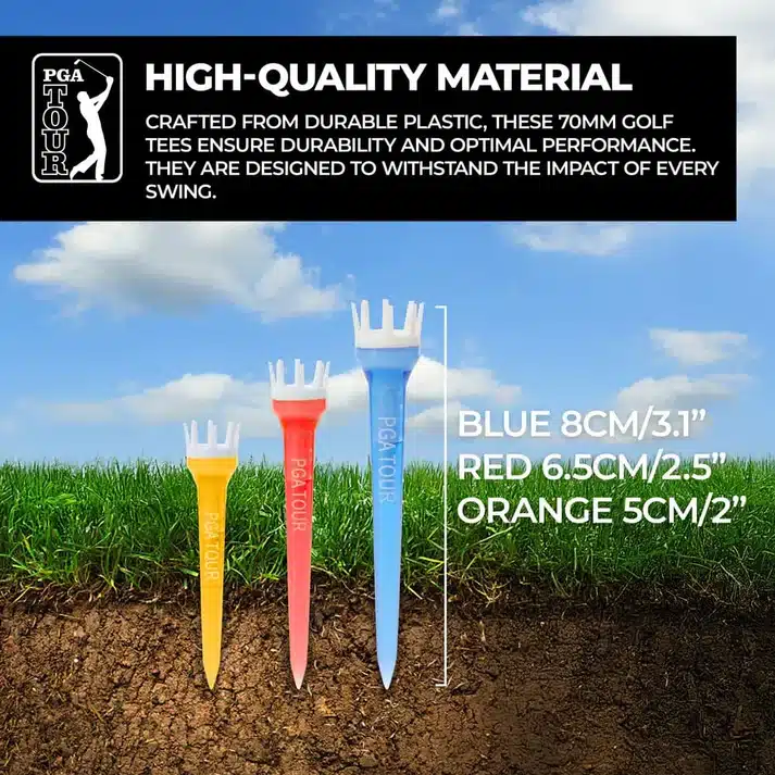 PGA Tour Plastic Straight Lift Neon Golf Tees Mixed Bulk Bag 24 - Image 3