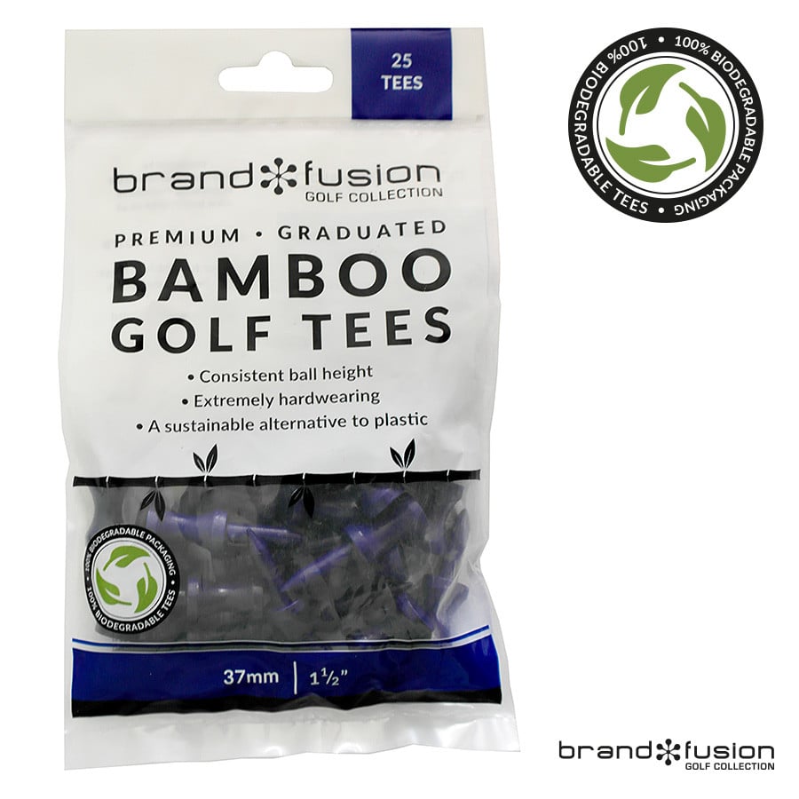 Brand Fusion Bamboo Graduated Golf Tees 37mm Bag 25 Blue