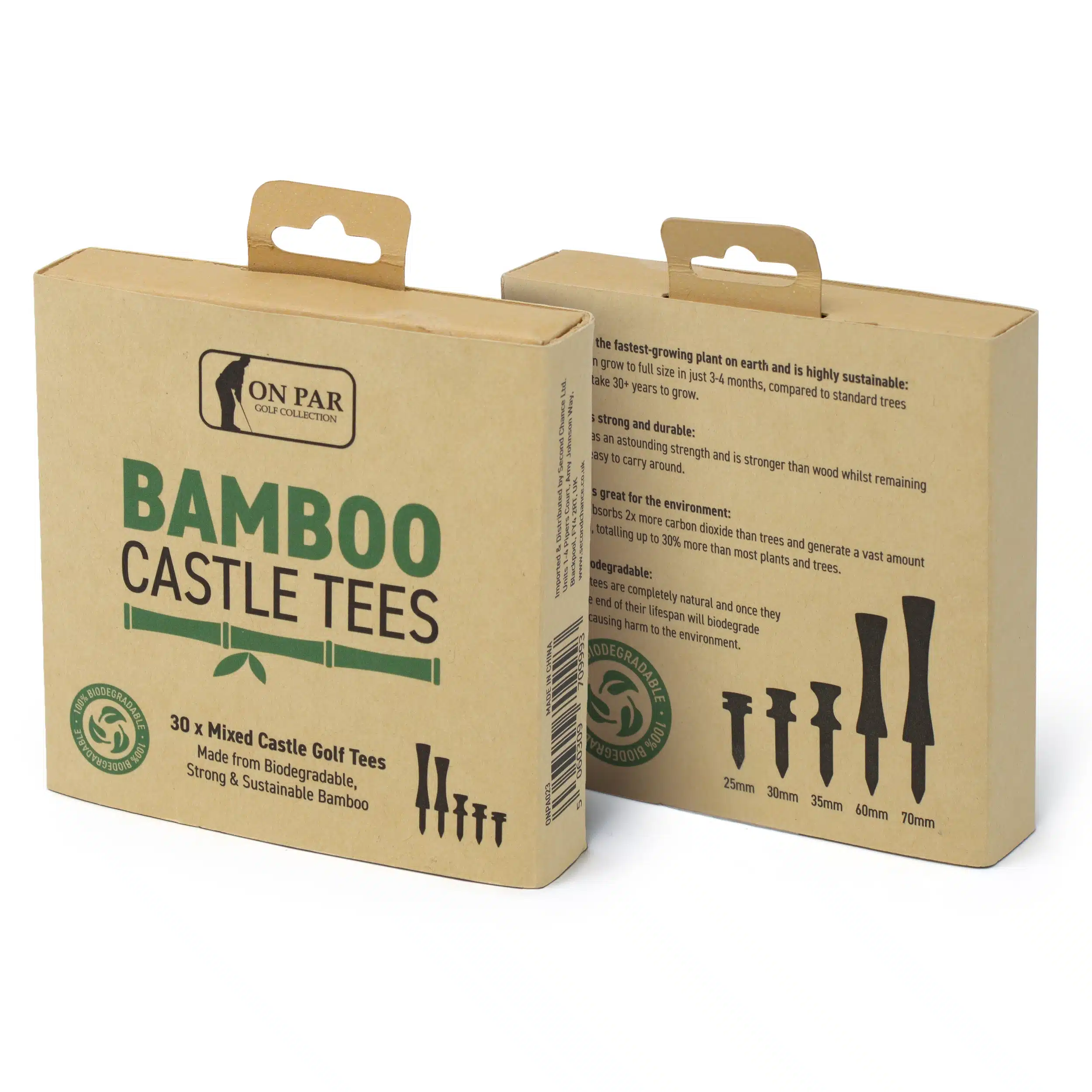 On Par Bamboo Graduated Golf Tees 70mm 2 3/4″ Eco Box 30 Natural - Image 5