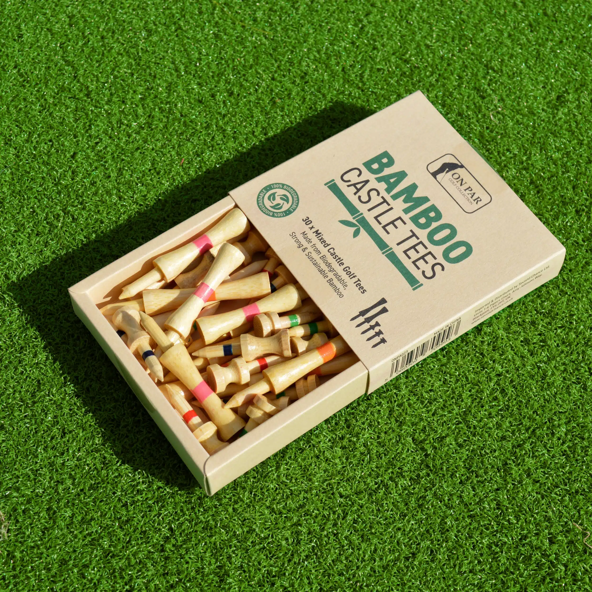 On Par Bamboo Graduated Golf Tees 70mm 2 3/4″ Eco Box 30 Natural - Image 3