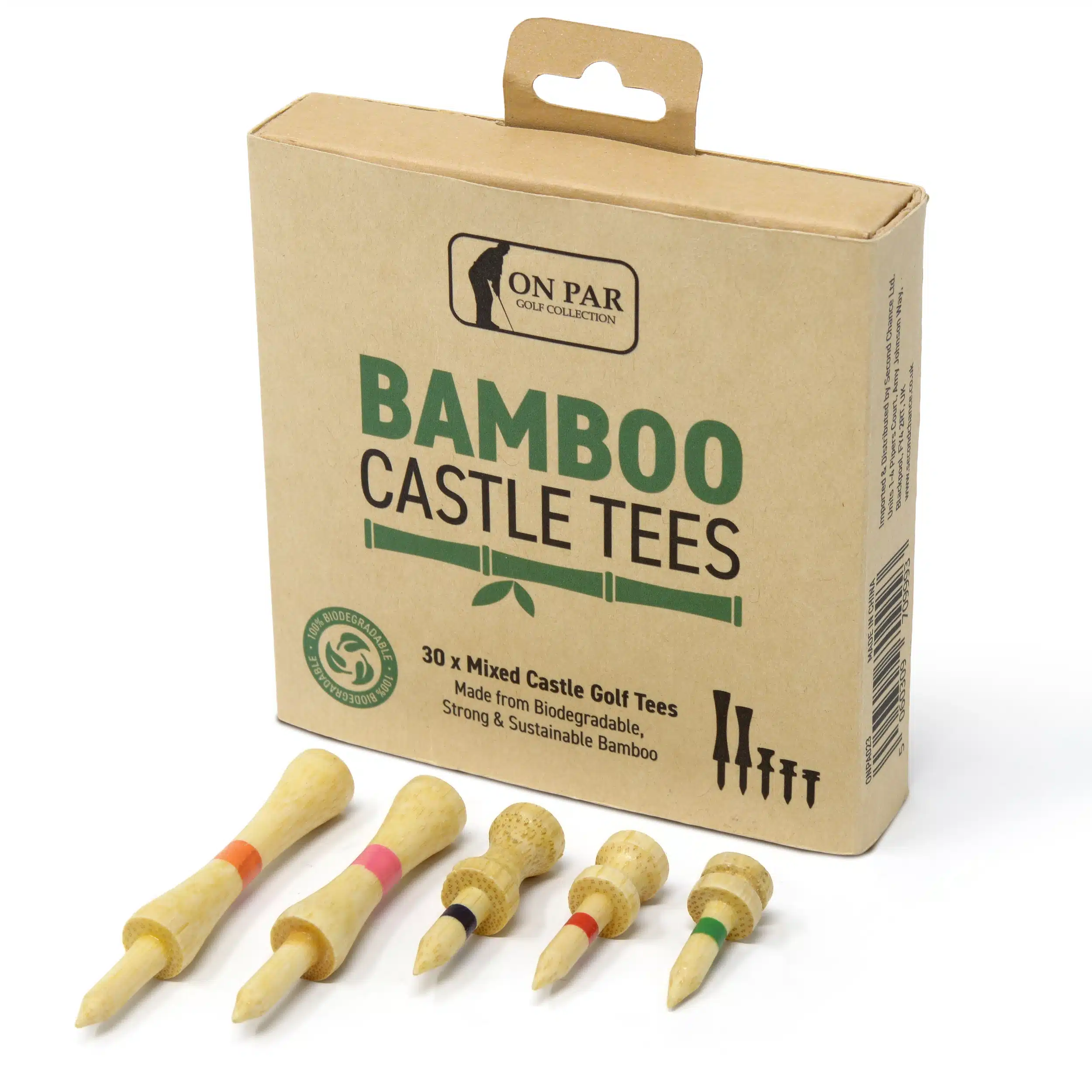 On Par Bamboo Graduated Golf Tees 70mm 2 3/4″ Eco Box 30 Natural